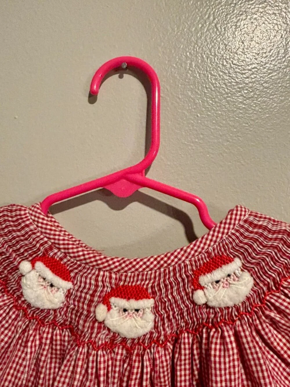 Classic Whimsy Smocked Santa Gingham Dress - 9M